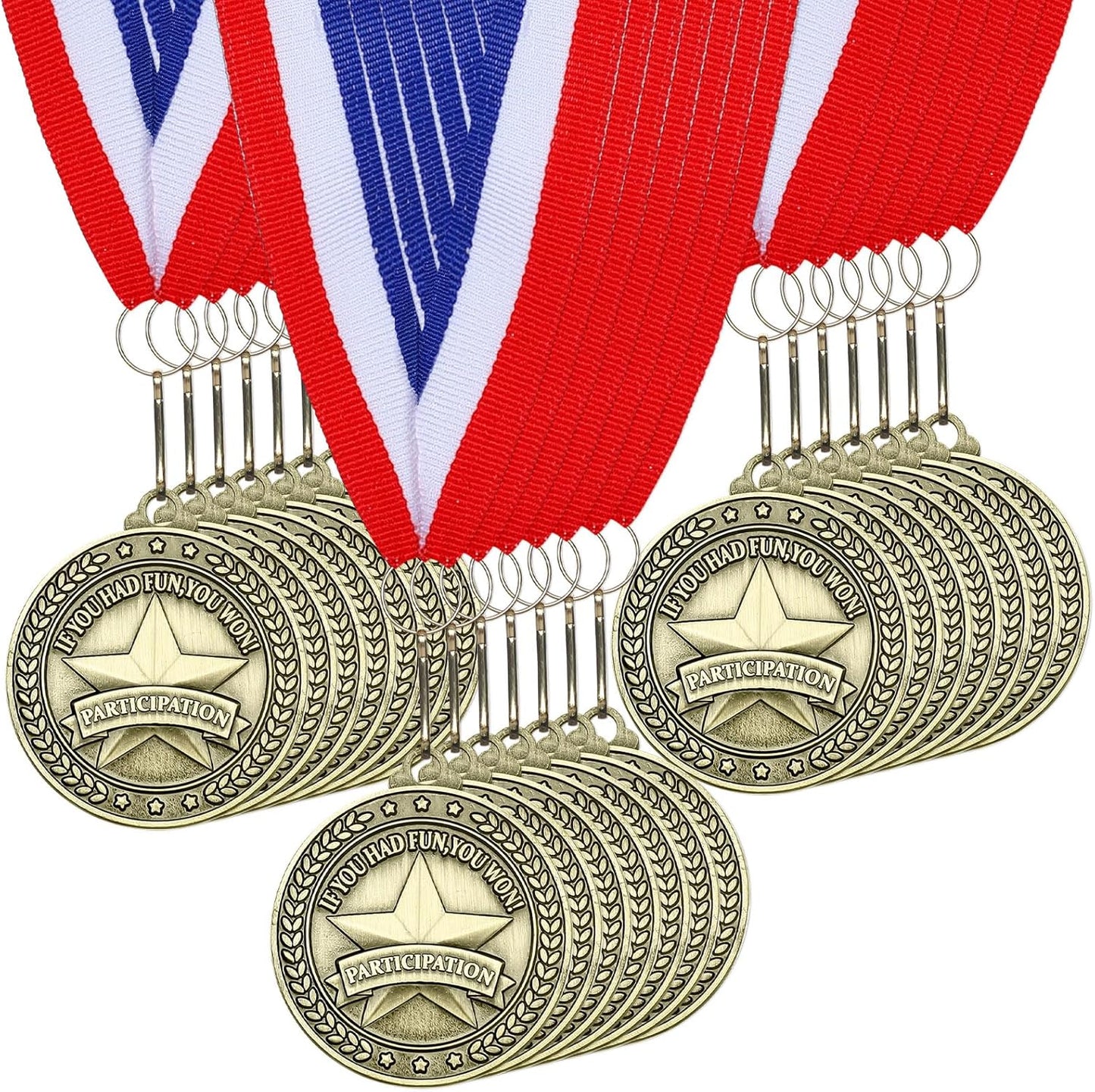Remuuly 30 Pcs Gold Medals Bulk 2'' Basketball Soccer Baseball Volleyball Football Lacrosse Kickball Cheer Bowling Trophy Medals for Awards for Sports Participation Winner Gift