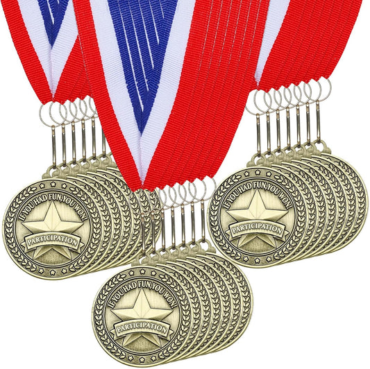 Remuuly 30 Pcs Gold Medals Bulk 2'' Basketball Soccer Baseball Volleyball Football Lacrosse Kickball Cheer Bowling Trophy Medals for Awards for Sports Participation Winner Gift
