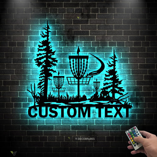 Custom Disc Golf Wall Art with LED Light, Personalized Name Lighted Metal Sign for Golf Lovers, Man Cave, Game Room, Sports Decor, Sports Wall Lights, Father's Day Gift Model-Disc01