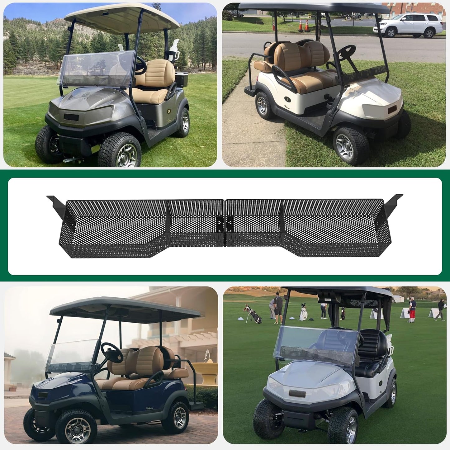 10L0L Golf Cart Inner Storage Utility Basket-Premium Steel Anti-Rust Suitable for Golf Cart Club Car Tempo Front Dash Storage Tray Organizer (Black)