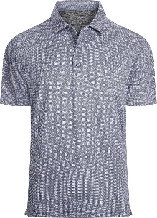 Alex Vando Mens Golf Shirt Moisture Wicking Classic Print Golf Shirts for Men