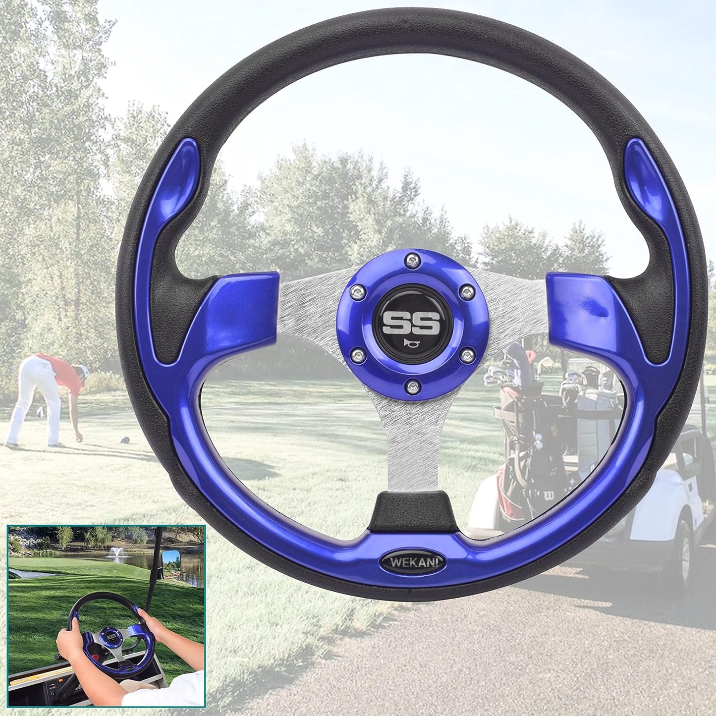 Golf Cart Steering wheel for EZGO YAMAHA and Club Car Precedent Most Golf carts Blue