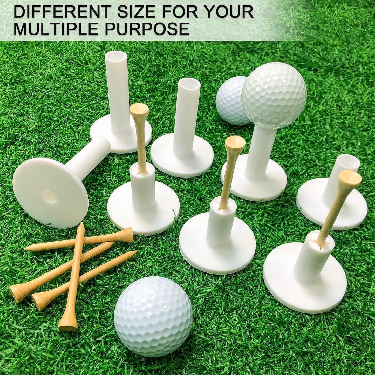 KOFULL Rubber Golf Tees for Mats, Golf Simulator Tees for Home, Golf Tee Holder for Driving Range & Simulator, Unbreakable Golf Mat Tee - Golf Accessories for Indoor & Outdoor Practice