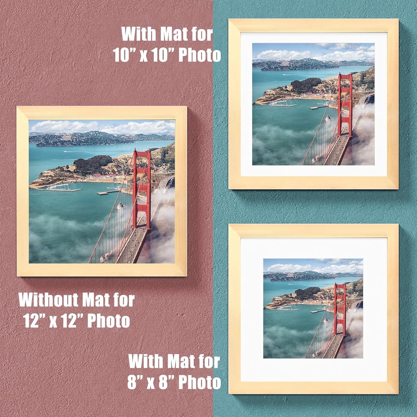 12x12 Wood Picture Frames for Wall Hanging or Tabletop,Diamond Painting Frame Baby Scan Picture Frames with 2 Mats Display 8x8 or 10x10 for Family Walls