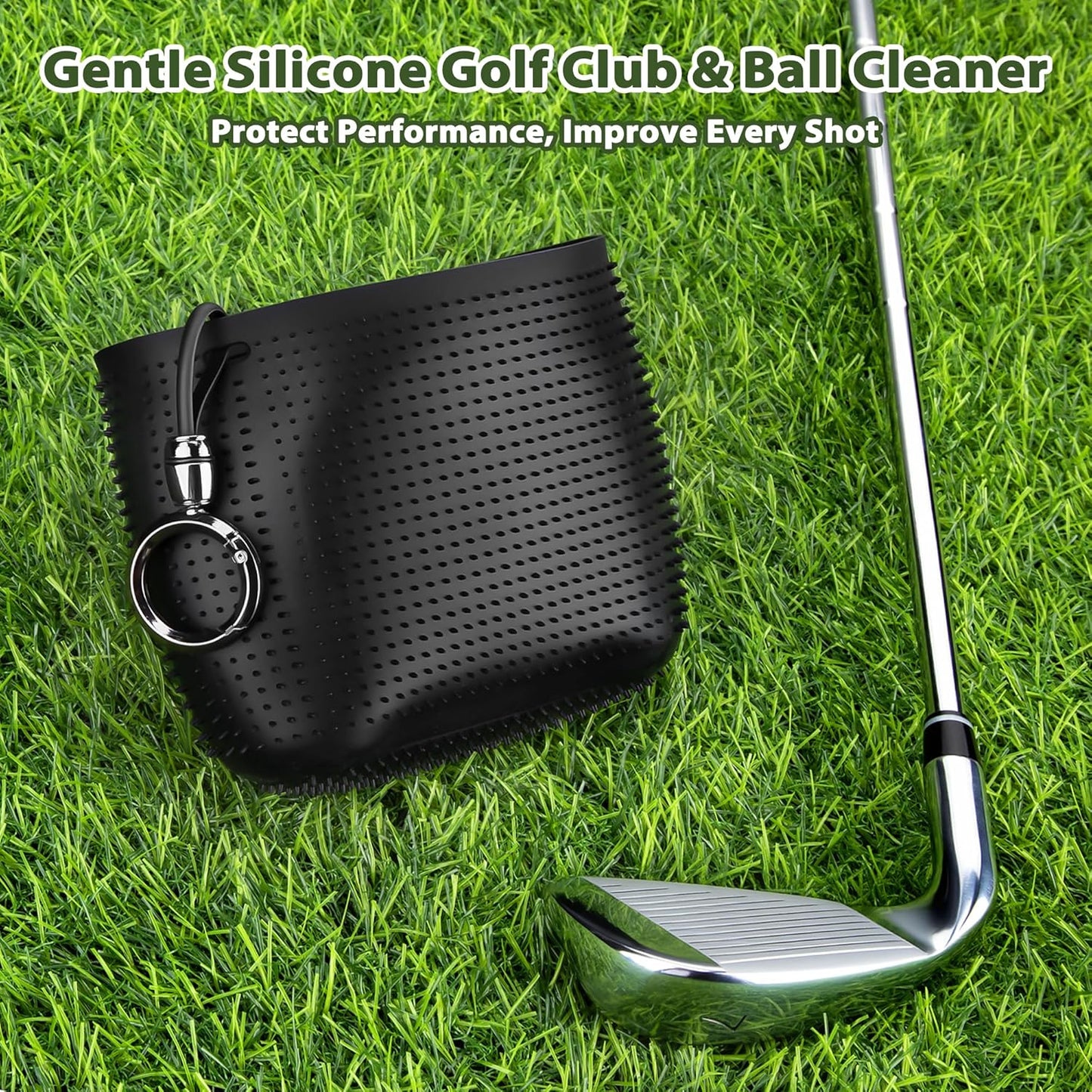 MOSTY Golf Club and Golf Ball Cleaner Bag – Best Golf Club Cleaning Kit, On-Course Golf Accessories, Club Cleaner for Golf Bag, Golf Gifts for Men Women Golfers, Unique Golf Gear for Him(Silicone)