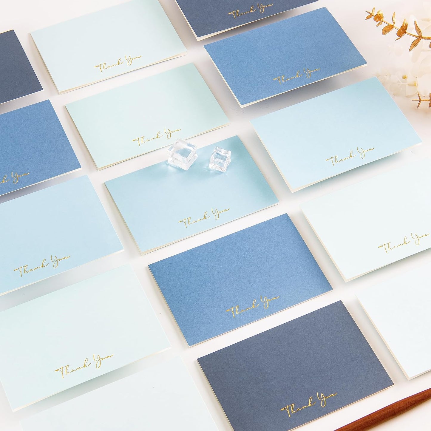 Crisky Blue Thank You Cards with Envelopes & Stickers， 50 Pack Bridal Shower Graduation Thank You Cards Small Business, Wedding Baby Shower Birthday Funeral Notes Bulk