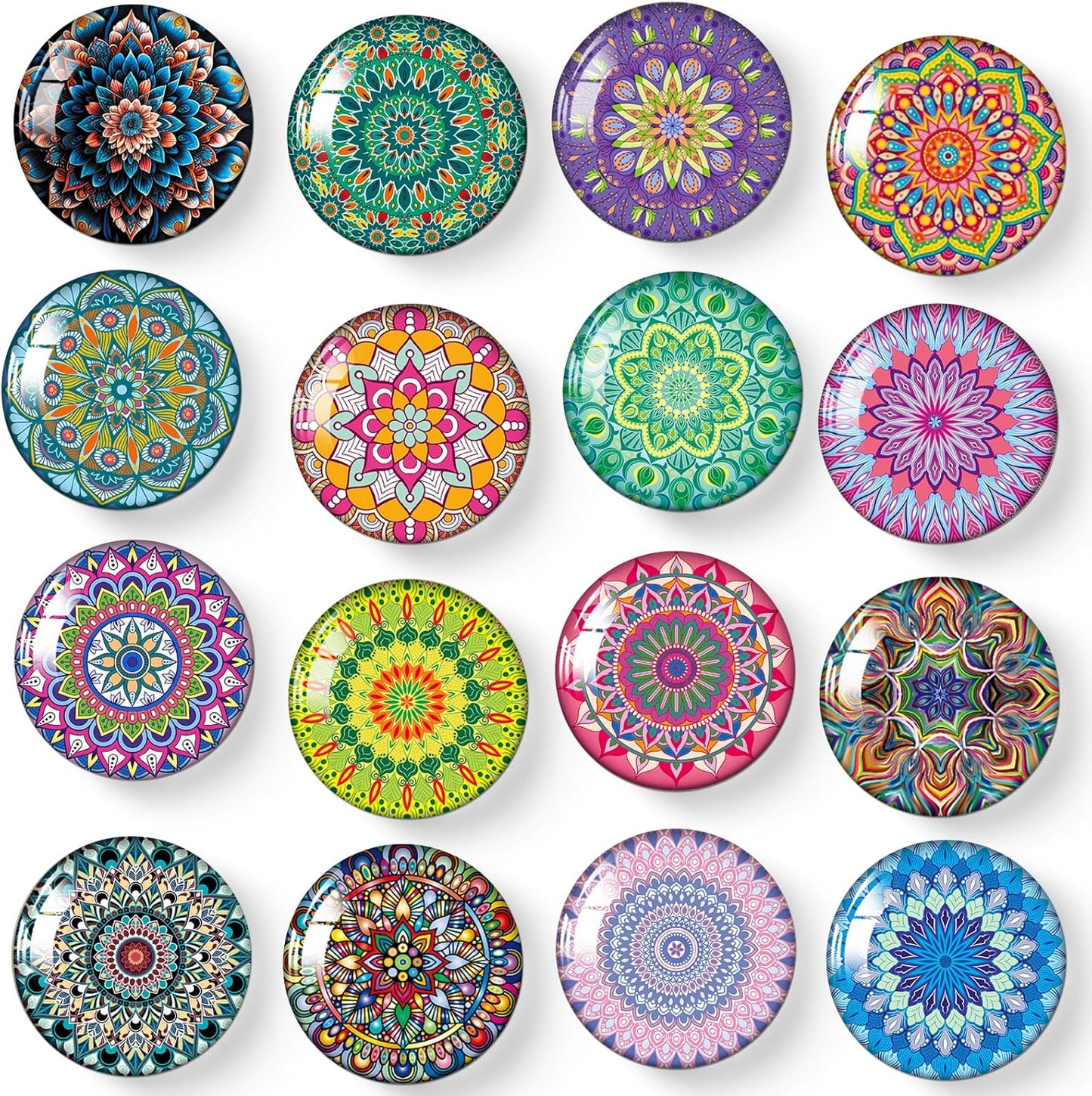 MORCART 16PCS Fridge Magnets, Cute Mandala Magnets for Refrigerator, Whiteboard, Decorative Magnetic Board, Cabinets, Classroom, Office Cubicle, School