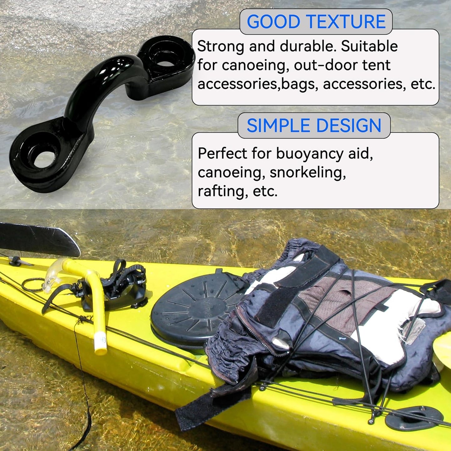 Kayak Pad Eyes/Kayak Handle,Pad Eye with Rivets; Kayak Handle with Accessories, Suitable for Multi-Brand Boats, Canoe Accessories, Luggage, Tether Cleats, etc