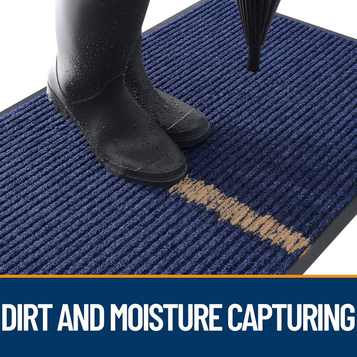 OLANLY Front Door Mat Indoor Outdoor Entrance, Waterproof Heavy Duty Doormat, Fade Resistant, Low Profile, Easy Clean Patio Porch Welcome Floor Mats for Entry, 71x47, Blue