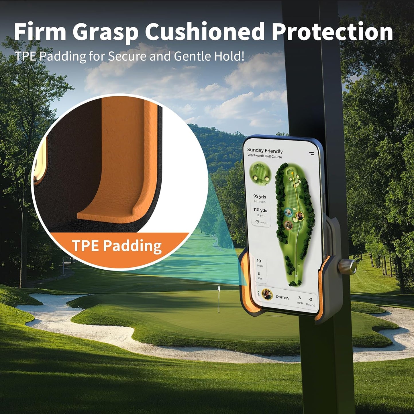 【2025 Upgraded】Full Metal Magnetic Golf Cart Phone Holder – Premium Golf Gift for Men, Compatible with EZGO, Club Car, Yamaha | Strong N52 Magnets | 360° Rotation | Works with iPhone, Samsung& More