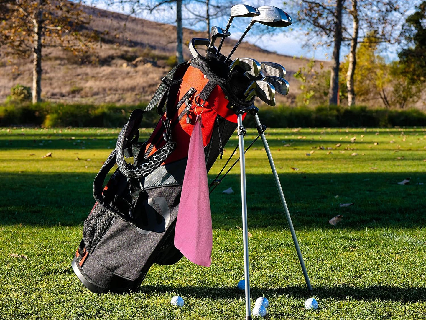 Cotton Golf Bag Towel with Clip (Light Pink)