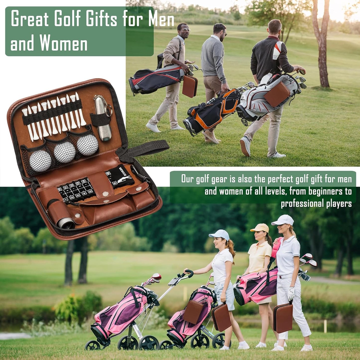HIRQUITICKE Golf Gift Sets for Men & Women with Accessories Set & Case, Balls, Rangefinder, Tees, Brush, Multifunctional Divot Knife, Scorer, Ball Clamp