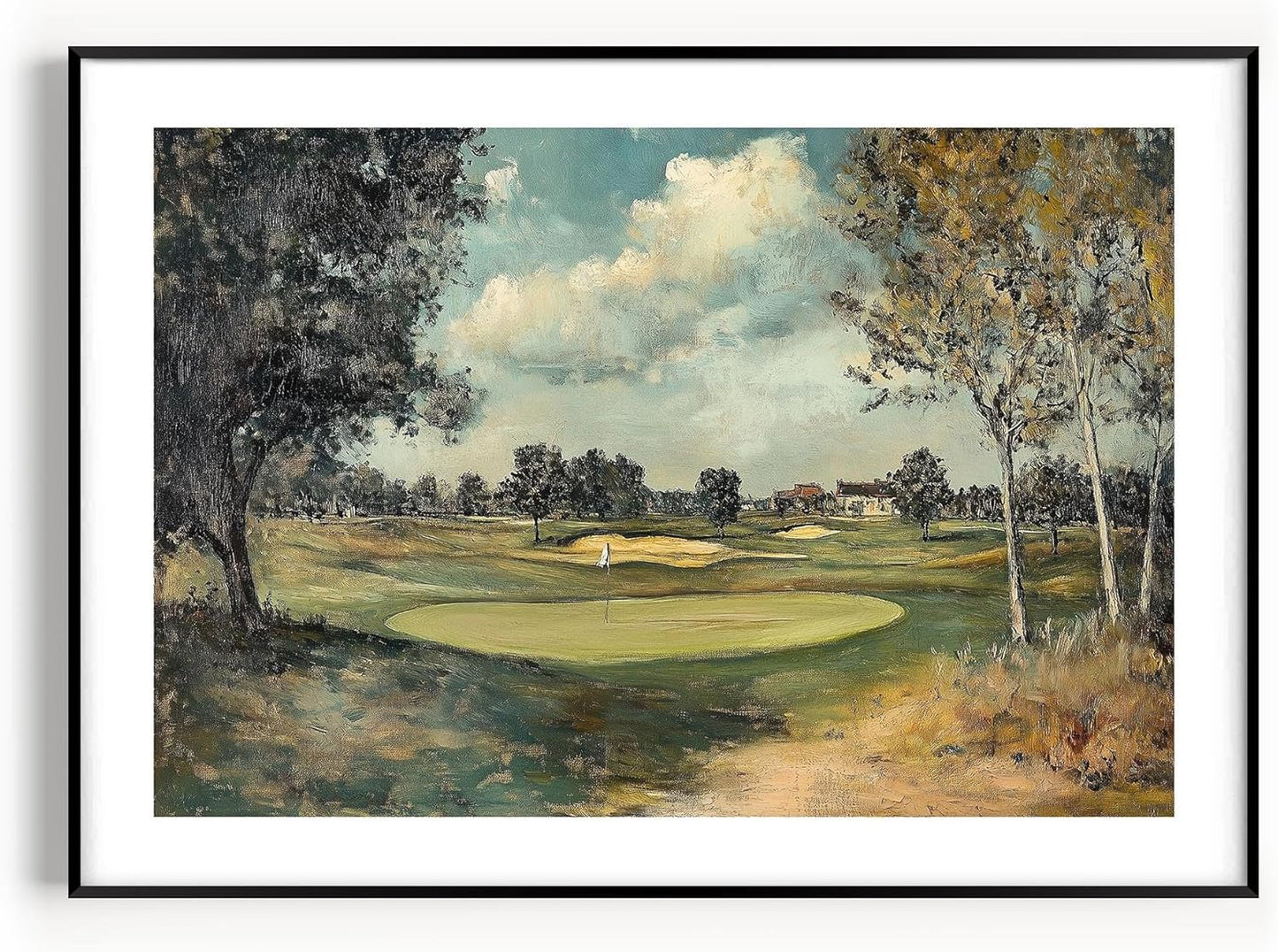 Vintage Golf Course Premium Giclee Fine Art Prints - Antique Style Golf Course Painting Posters, Golf Wall Art, Aesthetic Golfing Poster for Home Office Decor, Ready to Frame
