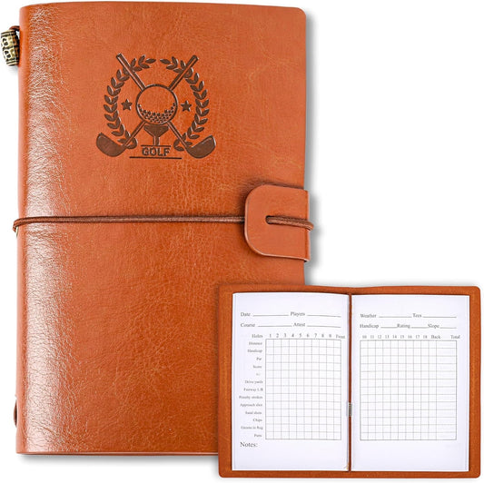 Leather Golf Log Book Golf Score Book Pocket Golf Journal for Men Golf Notebook Golf scorecard Book for Men Women Golfers Sports and Outdoor Golf Club Accessories 3.94 x 5.91inch