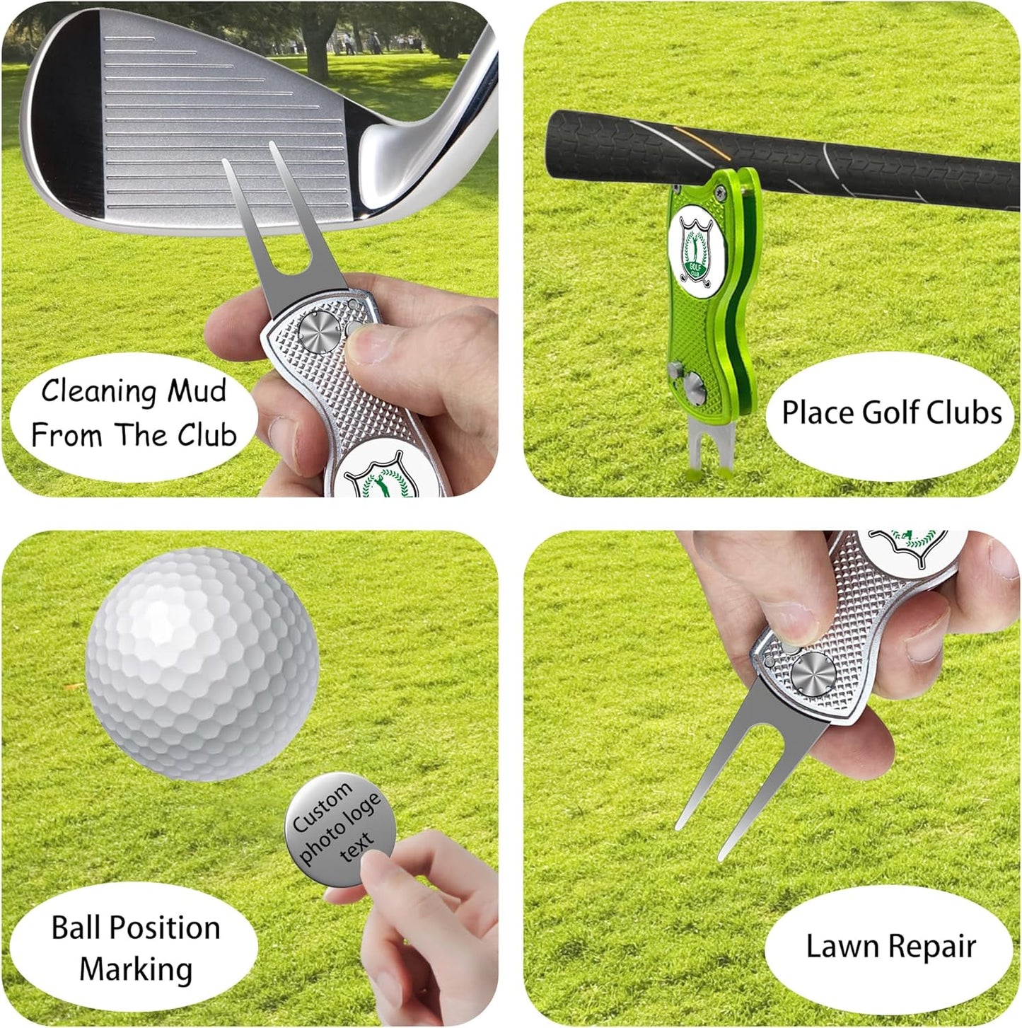 Custom Golf Divot Tool with Ball Marker, Personalized Foldable Golf Repair Tool, Golf Accessories Gift for Men & Women