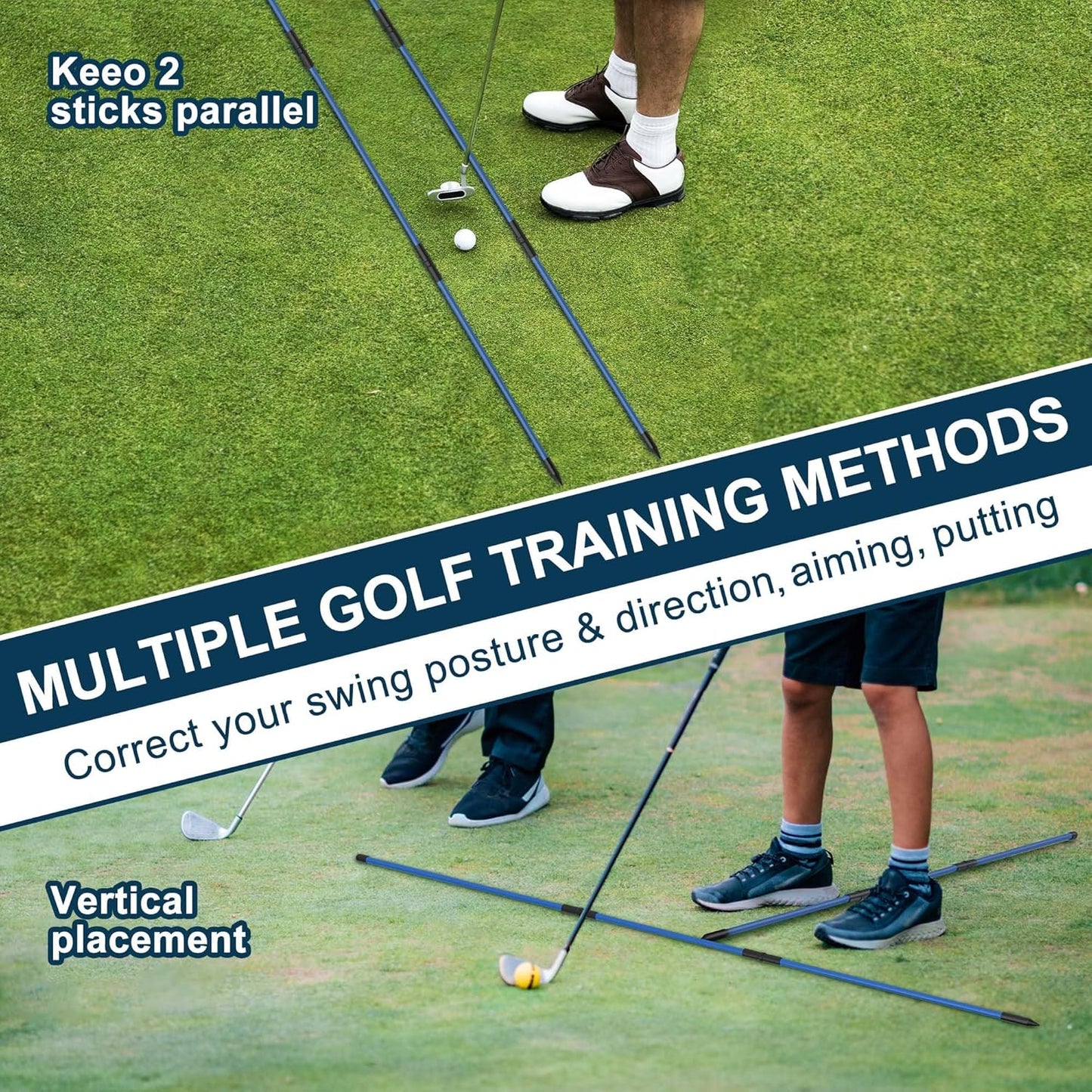 Kulamait 2 Pack Golf Alignment Sticks,Collapsible Golf Alignment Rods 48" Golf Practice Sticks Golf Training Aid for Aiming,Putting,Golf Training Sticks with Clear Tube Case