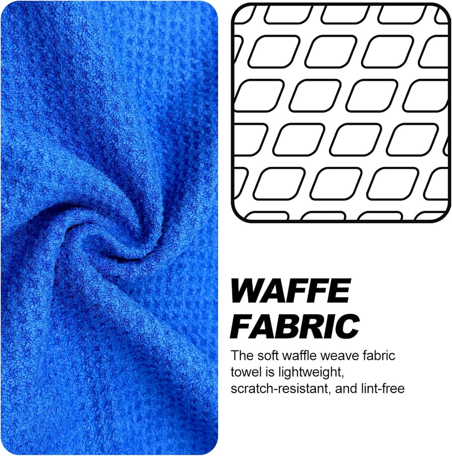 Magnetic Golf Towel with Clip, Microfiber Waffle Design - Industrial Strength Magnet for Strong Hold to Golf Bags, Carts & Clubs - Blue