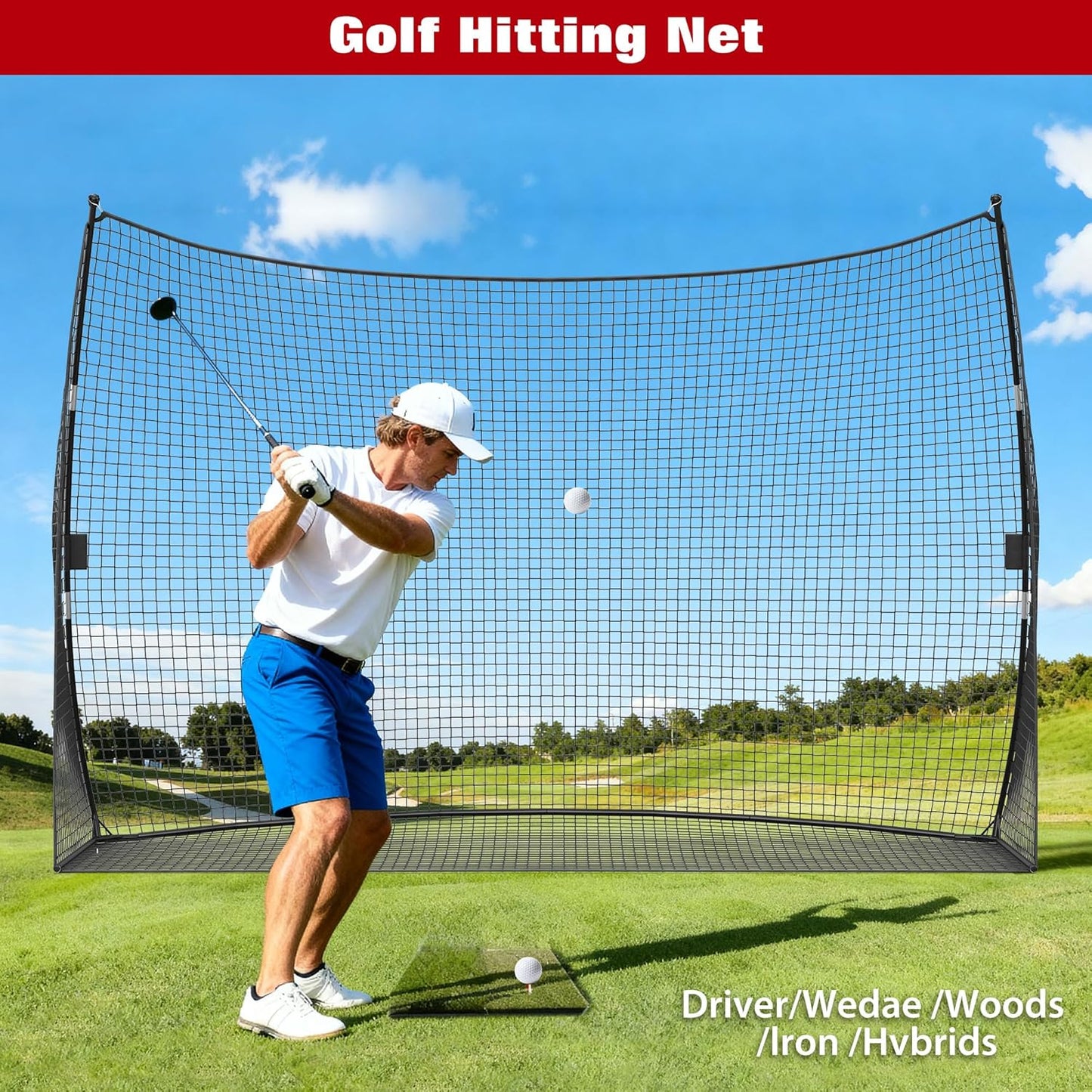 10x7x3 ft Golf Practice Net with Carry Bag, Durable Training Net for Backyard, Indoor, and Outdoor Use