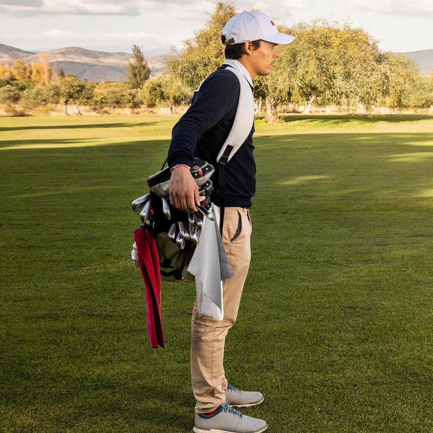 6 Pcs Golf Bag Towels,16" X 16",Microfiber Waffle Pattern for Golf Bags Towel for Men Women,Fishing Essentials Gifts with Carabiner Clip,Dish Cloth,Kitchen Clean Towels