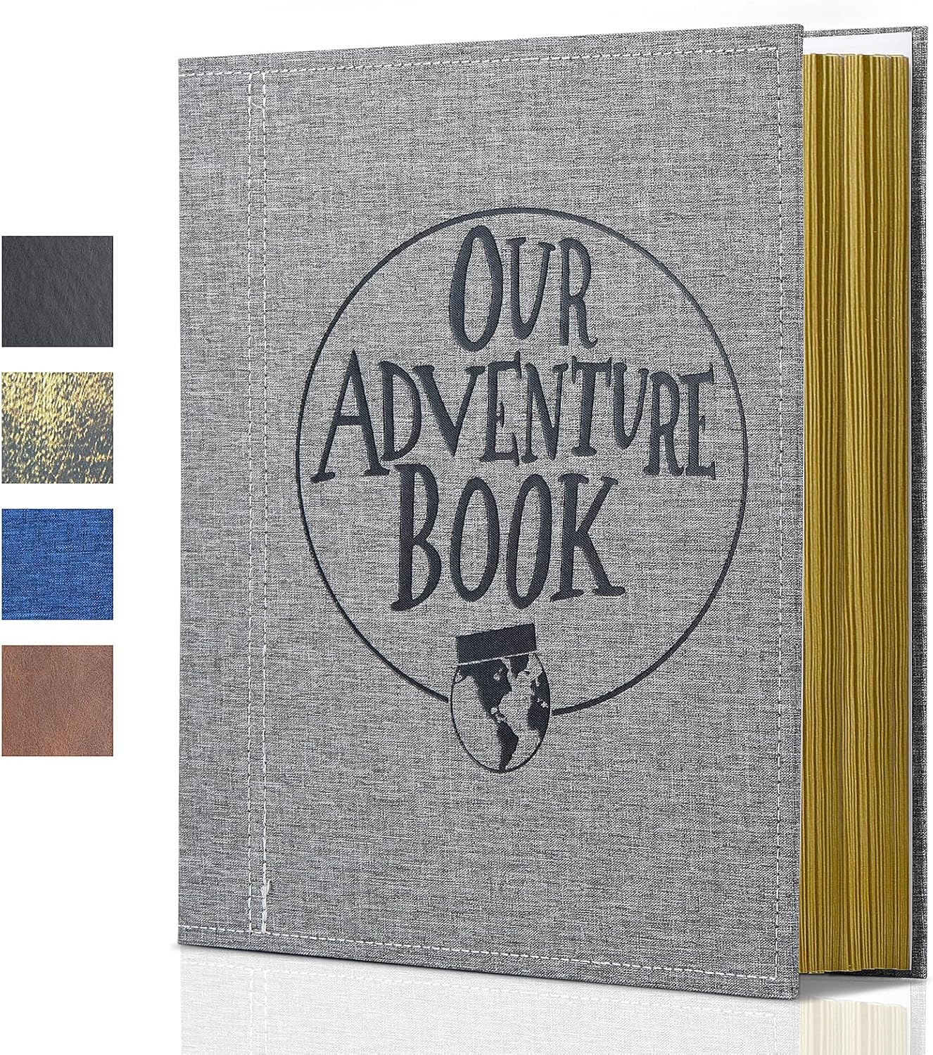 Large Adventure Book Photo Album Magnetic, 13"x11.5",DIY,Handmade for Anniversary,Family Memories Accommodates 3x5 to 8x10 Photos Inspired by 'Up',Perfect for Couples, Friend,Travel Memories(Grey)