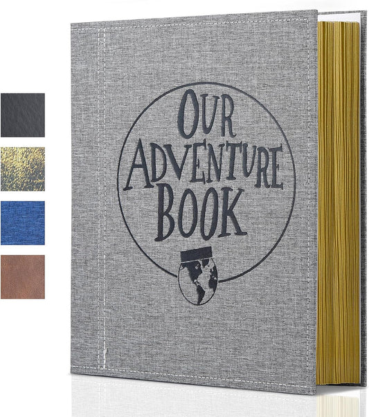 Large Adventure Book Photo Album Magnetic, 13"x11.5",DIY,Handmade for Anniversary,Family Memories Accommodates 3x5 to 8x10 Photos Inspired by 'Up',Perfect for Couples, Friend,Travel Memories(Grey)