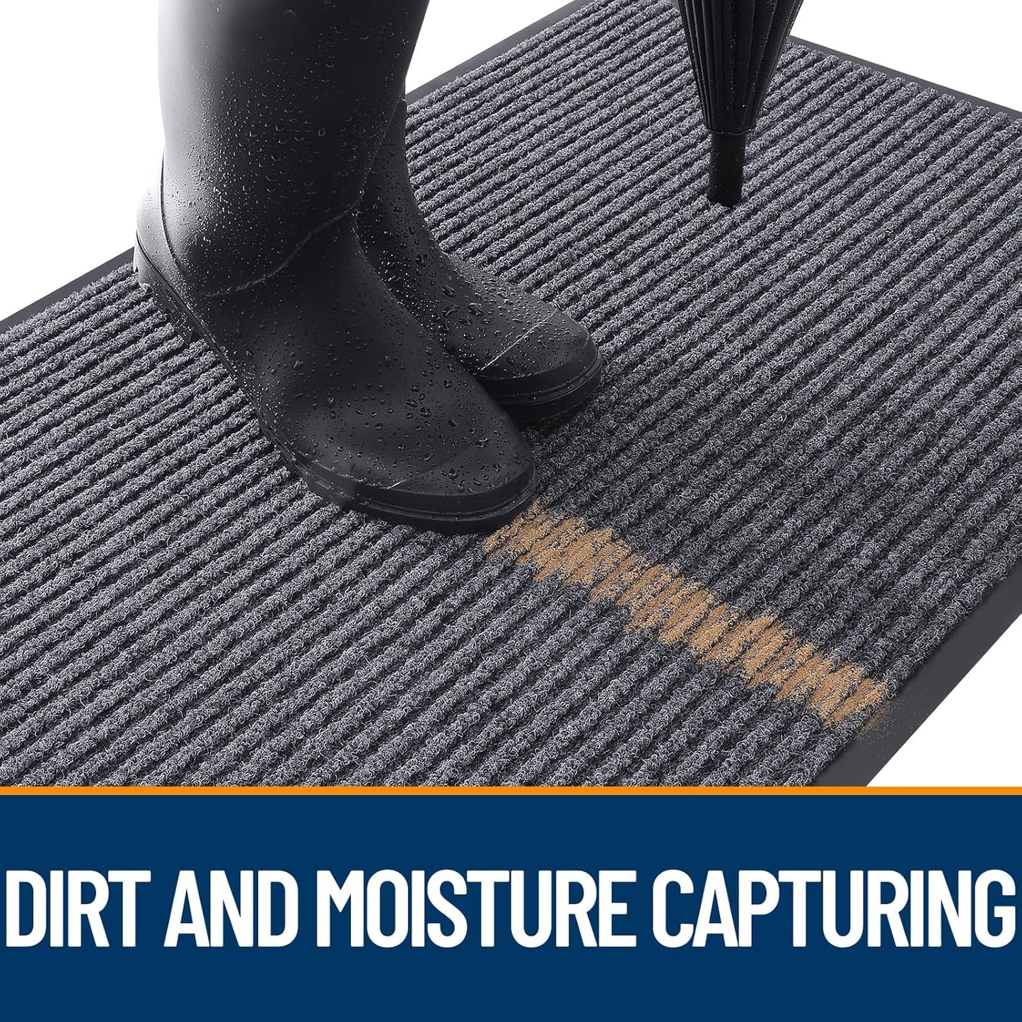 OLANLY Front Door Mat Indoor Outdoor Entrance, Waterproof Heavy Duty Doormat, Fade Resistant, Low Profile, Easy Clean Patio Porch Welcome Floor Mats for Entry, 59x23, Grey