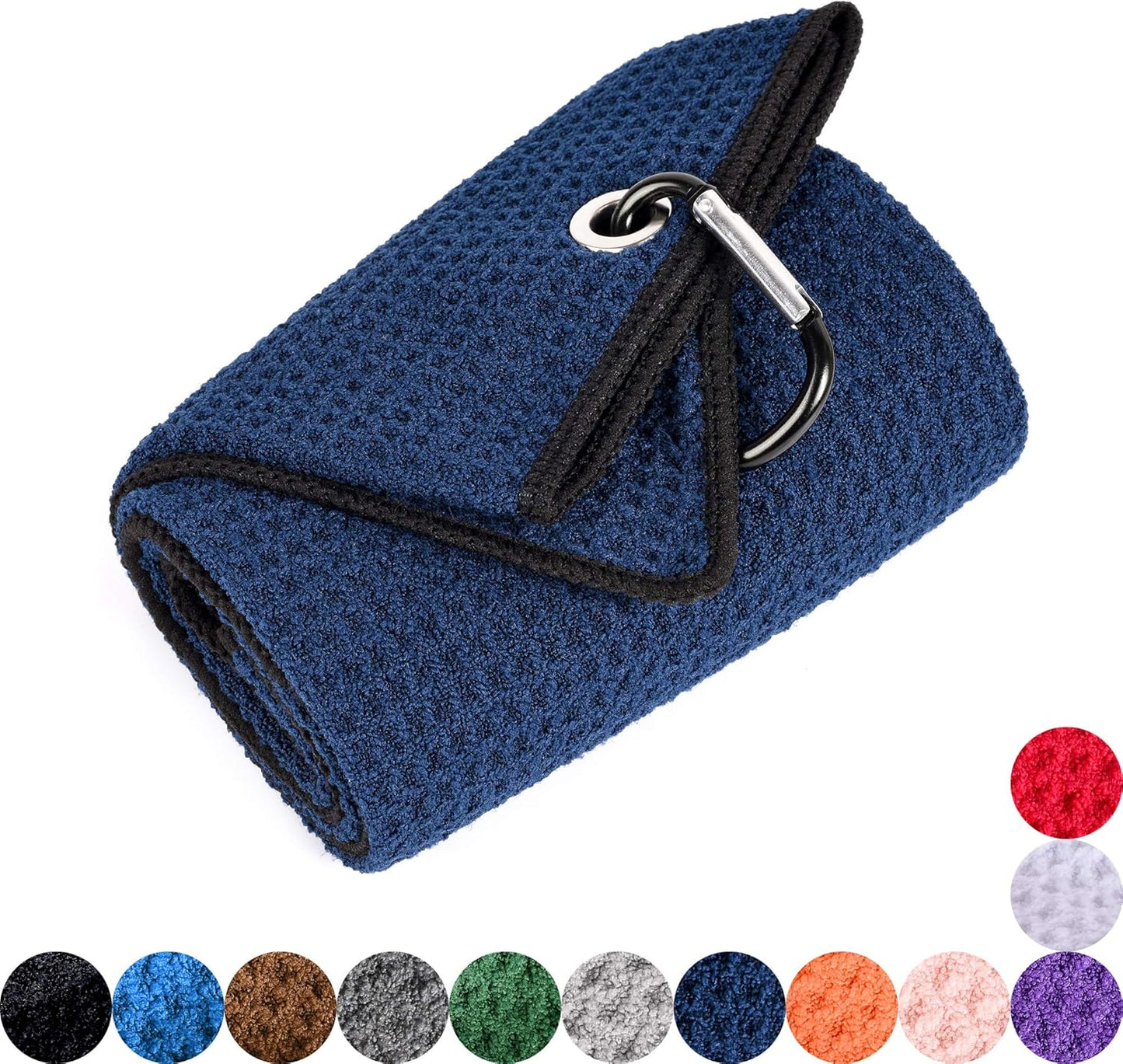 Mile High Life Microfiber Waffle Pattern Golf Towel | Club Groove Cleaner Brush | Foldable Divot Tool with Magnetic Ball Marker (Navy Towel/Brush/Fish Divot)