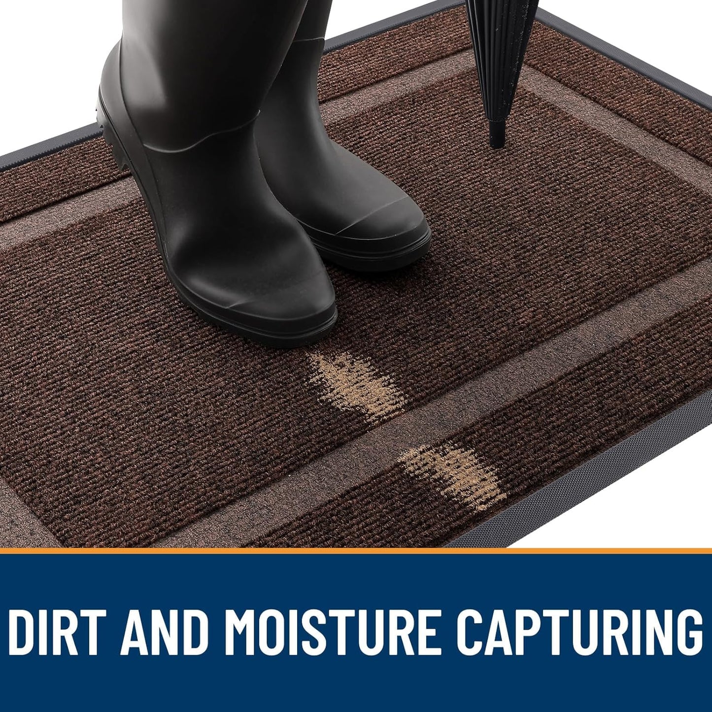 OLANLY Front Door Mat Indoor Outdoor Entrance, Waterproof All-Season, All-Weather Doormat, Sturdy Natural Rubber, Fade Resistant, Low Profile, Easy Clean Patio Porch Entryway Mat, 71x47, Dark Brown