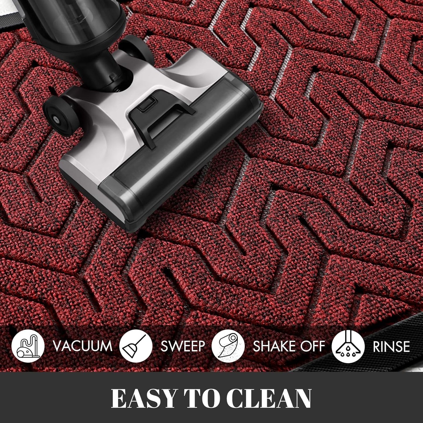 Yimobra Extra Large Door Mat Outside Entrance 60x36, Waterproof Heavy Duty Outdoor Mats for Front Door, Non Slip Rubber Entry Mat for Garage Patio Indoor, Easy Clean, Black Red