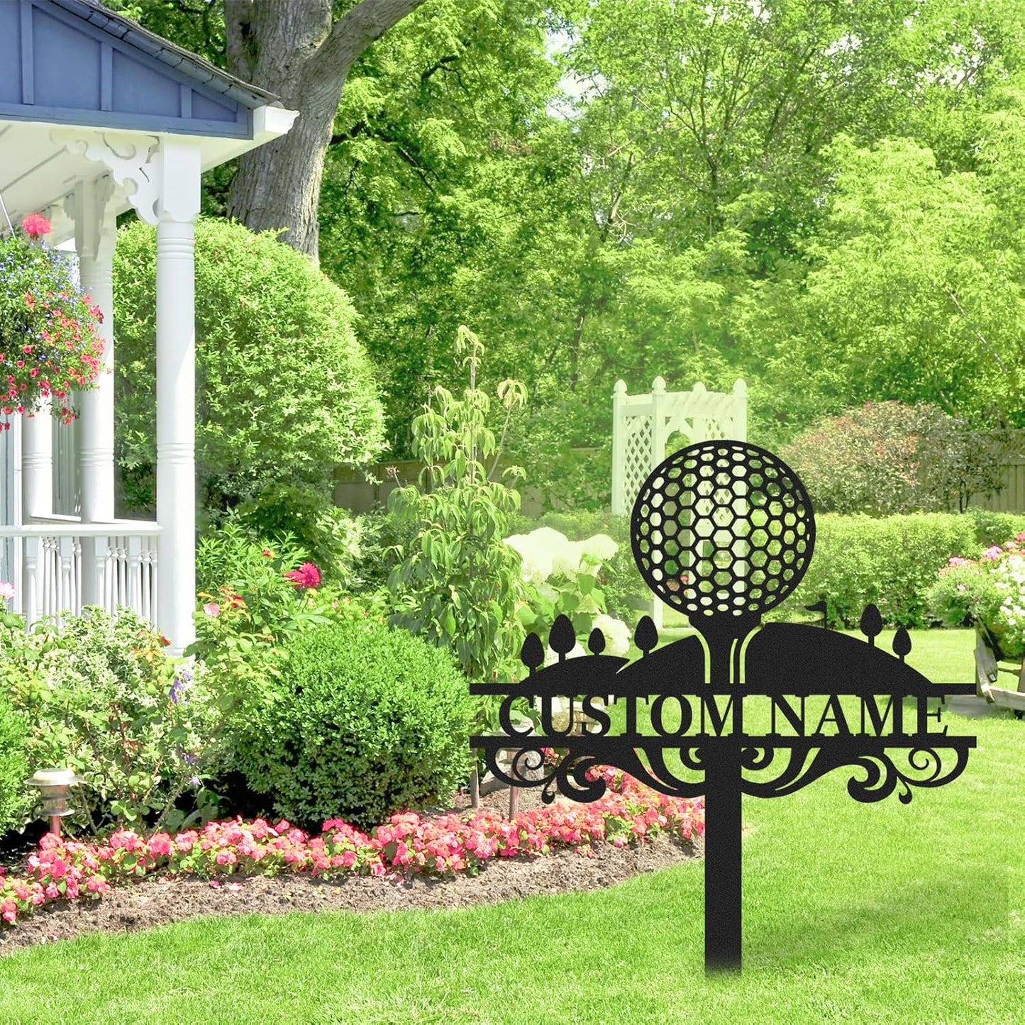 Personalized Golf Tee Garden Sign, Golf Memorial Stake, Custom Name Sign, Lawn Patio Golf Course Decorations Outdoor, Metal Yard Art, Rustic Sporting Garden Decor, Personalized Golf Gifts Color06