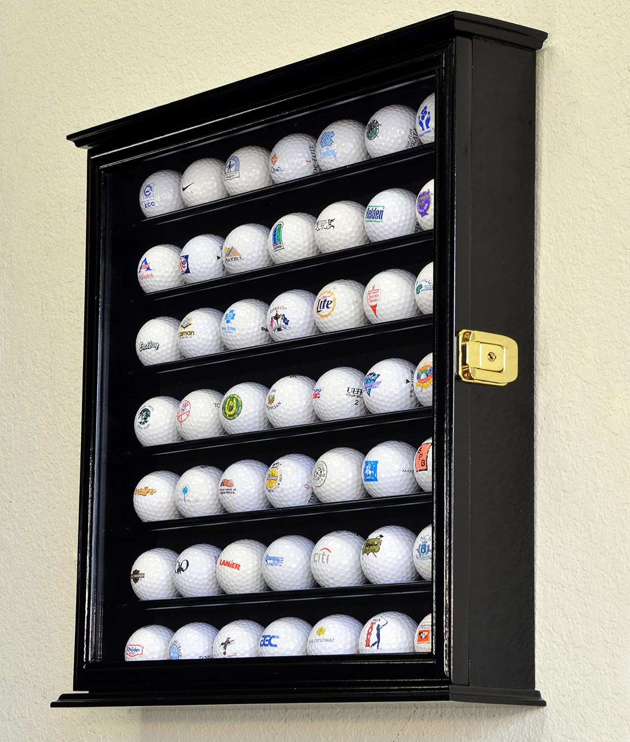 Golf Ball Display Case Holder Cabinet Wall Rack Stand Select Your Size 98% UV Lockable 5 Sizes 4 Colors to Choose