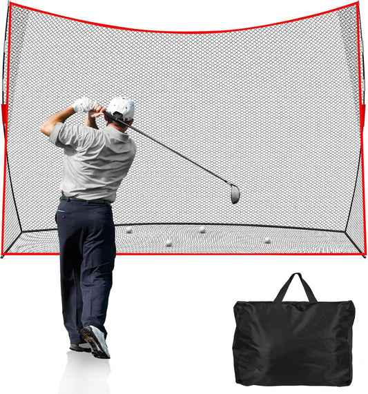 Golf Net: 10x7ft Heavy Duty Golf Practice Net for Indoor/Outdoor Training, Portable Golf Hitting Net with Carry Bag, Ideal Golf Training Aid for Golfers Backyard Driving Chipping Swing (Standard)