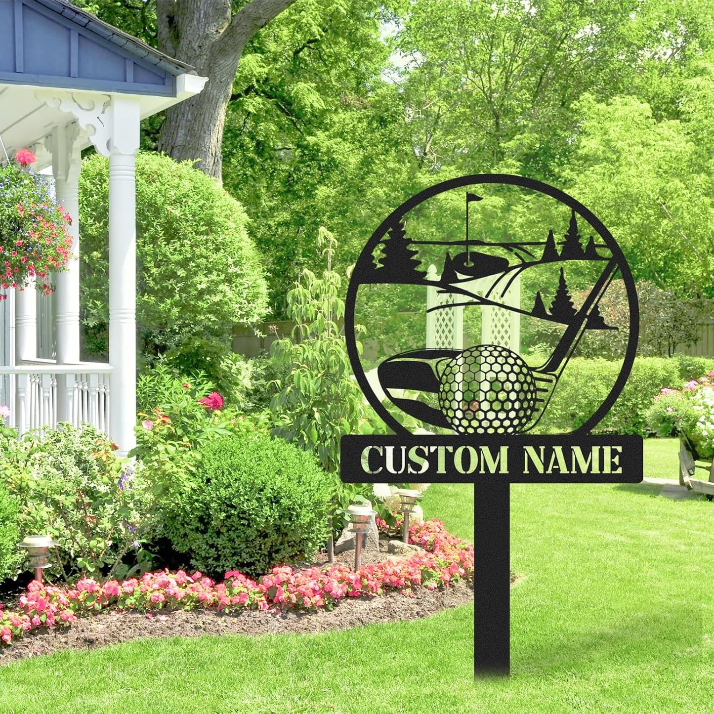 Personalized Golf Tee Garden Sign, Golf Memorial Stake, Custom Name Sign, Lawn Patio Golf Course Decorations Outdoor, Metal Yard Art, Rustic Sporting Garden Decor, Personalized Golf Gifts Color05