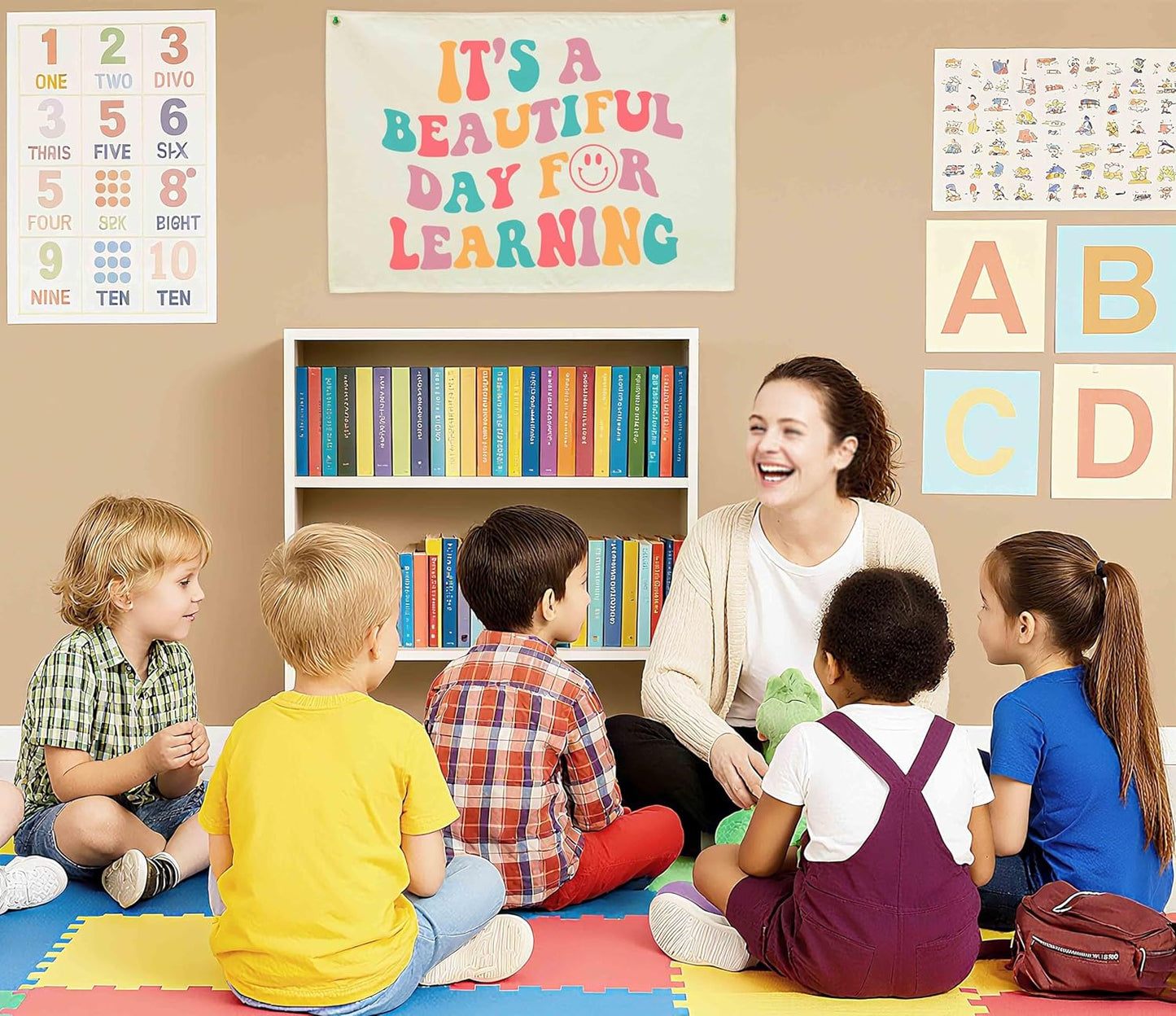 Classroom Wall Decor Poster-Nursery Decor-Teacher Gifts-Reading Room Sign-Rectangle Banner Flag Wall Decor-Christmas Gift-Inspirational Positive Quote-It's A Beautiful Day for Learning-28.5"L×20"W