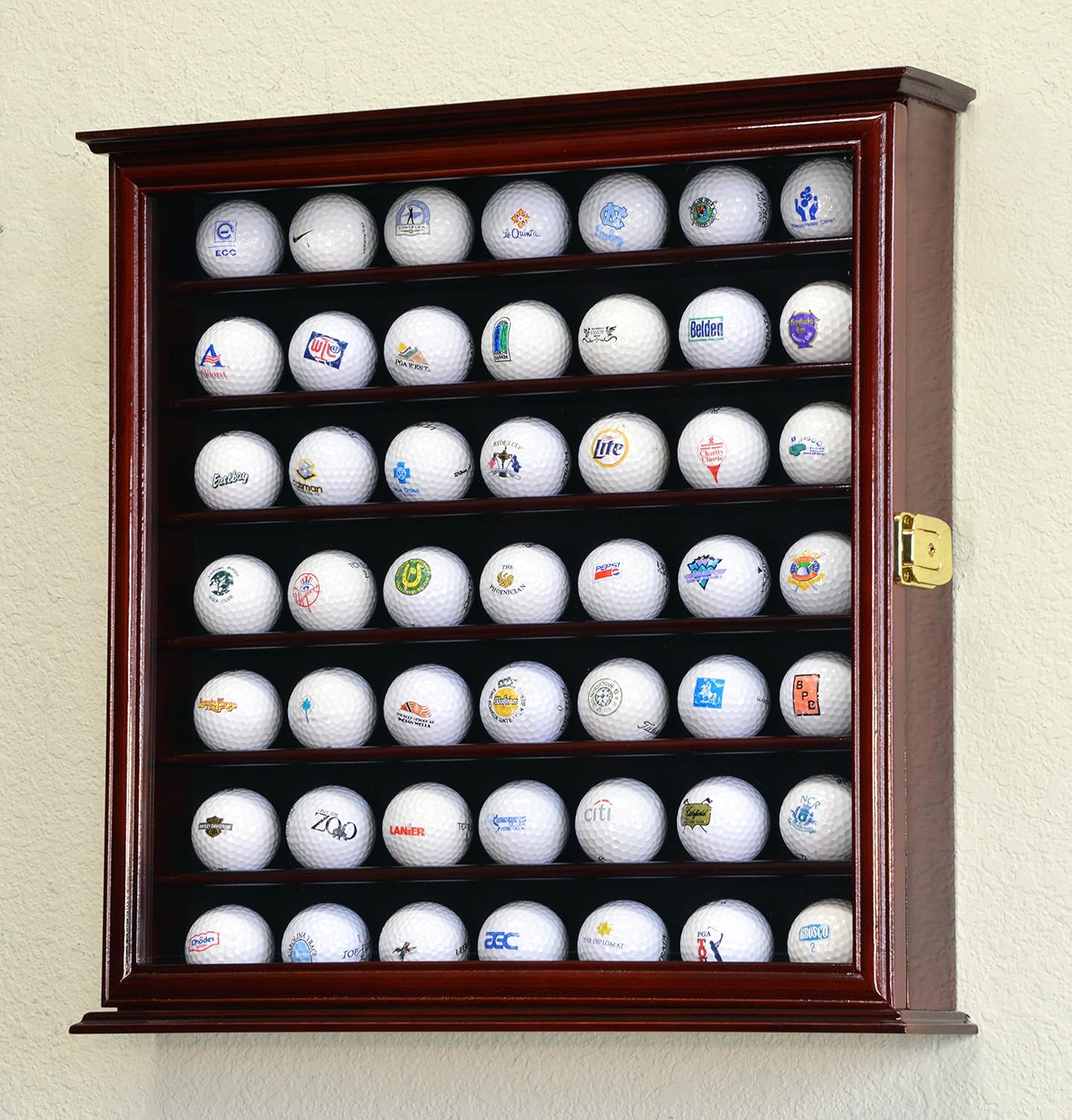 Golf Ball Display Case Holder Cabinet Wall Rack Stand Select Your Size 98% UV Lockable 5 Sizes 4 Colors to Choose