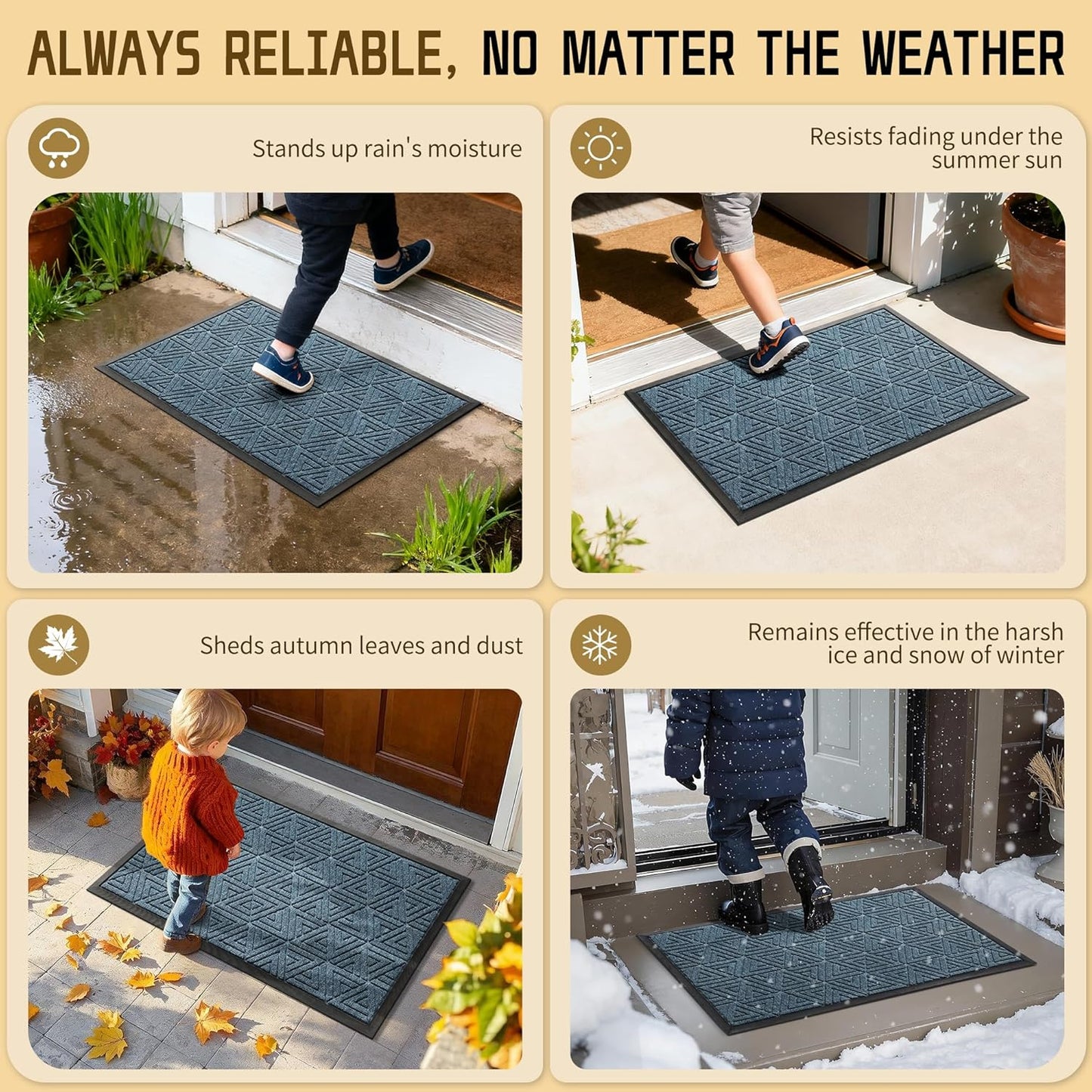 Yimobra Large Door Mat 47x24, All-Weather Waterproof Non-Slip Welcome Matt Outdoor, Heavy Duty Non Slip Doormat for Entryway for Patio and Garage Indoor, Easy Clean, Mix Blue