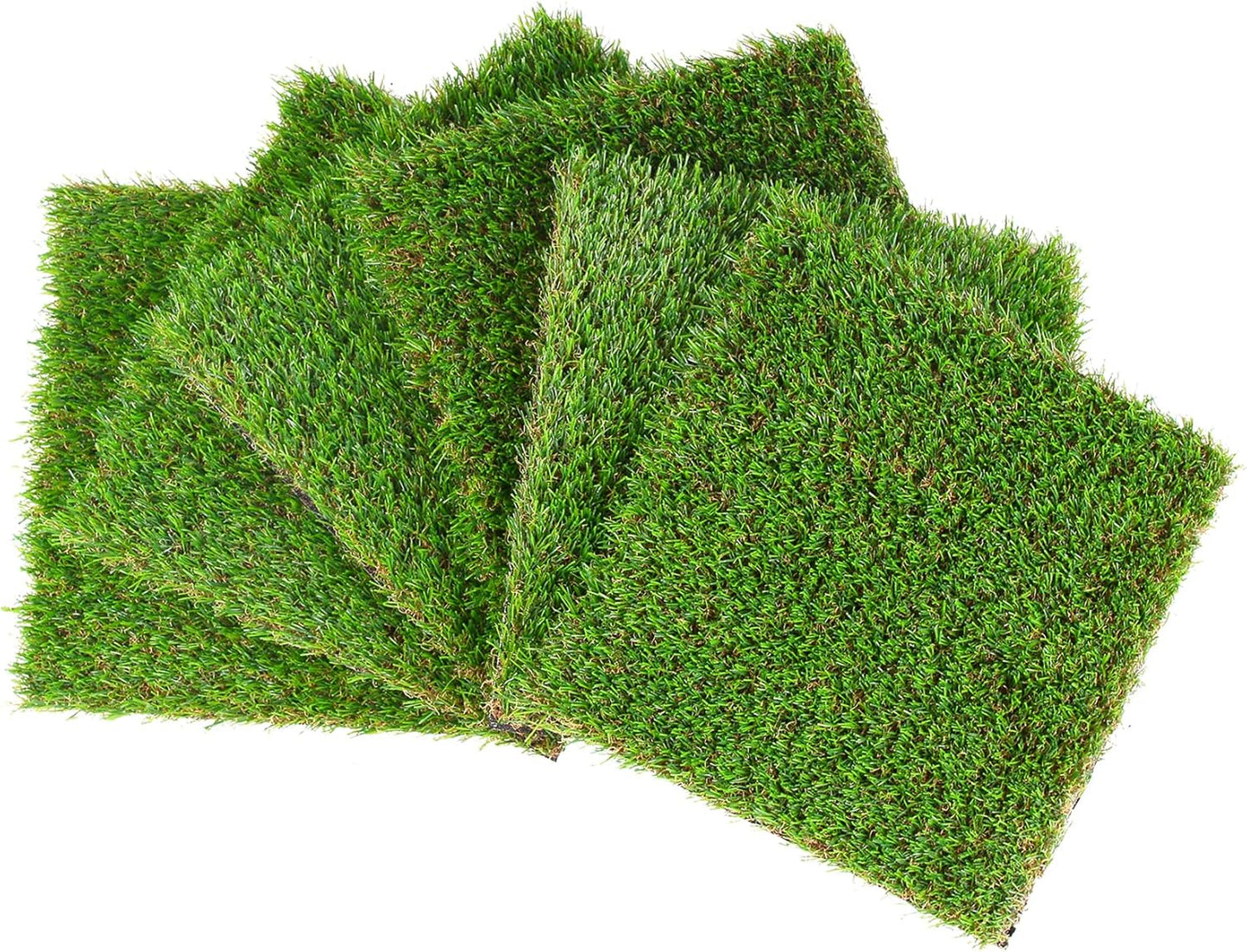 GLOBREEN Artificial Grass Squares Placemats Green Table Centerpiece Decor Golf Theme Party, Birthday, Spring Summer Garden Picnic, Baby Shower, Dining, 12" x 12", 6 Pack