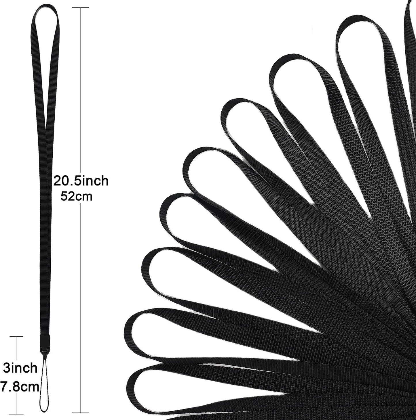 YOUOWO 10 Pack Neck Lanyards Black Straps,For Pen Cellphone ID Badges Holder Keys Office Name Badges ID Card,Long Lanyard Strap For Whistles (10 Black - Combination 1)