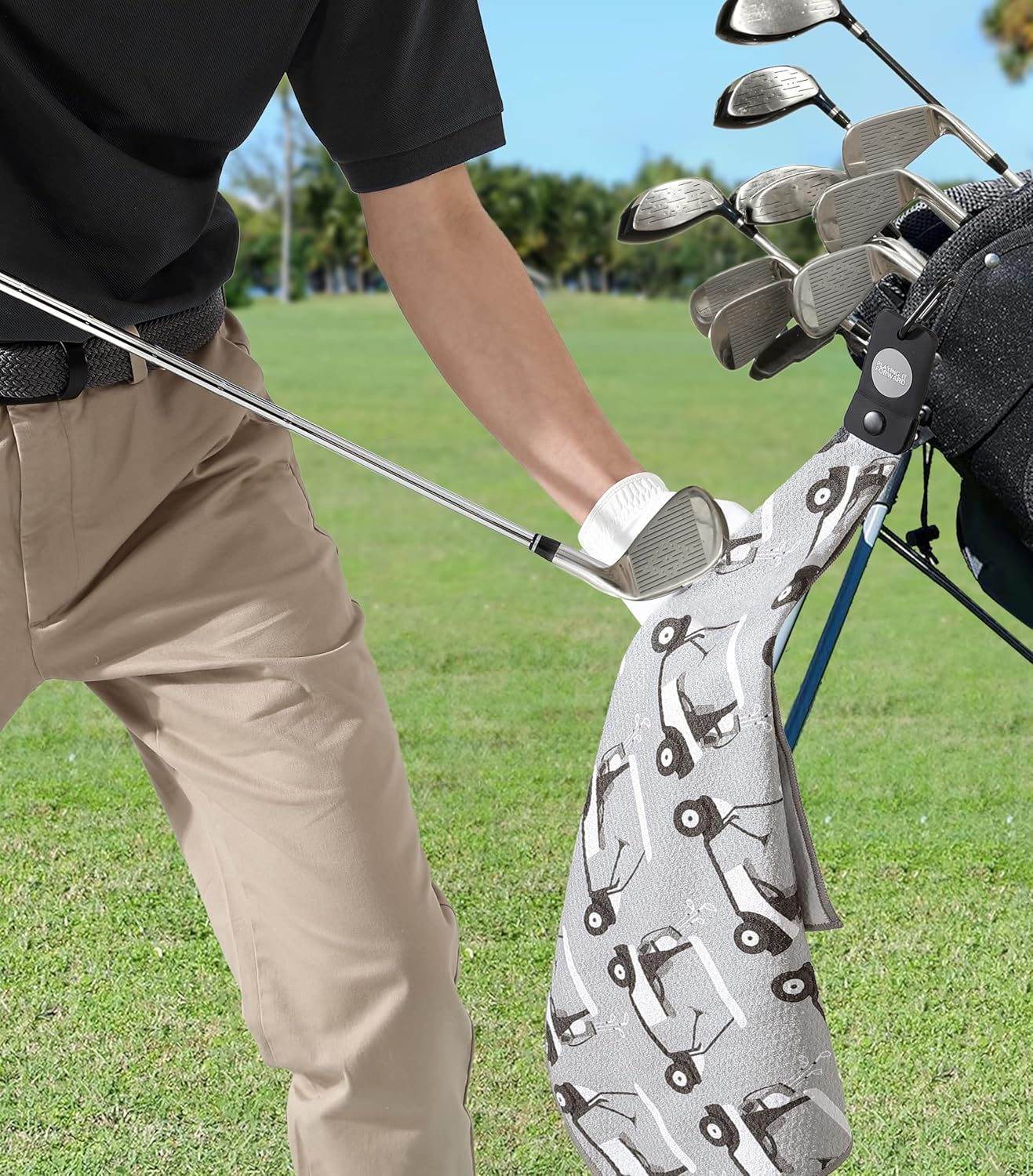 Magnetic Golf Towels for Golf Bags with Clip & Ultra Strong Magnet - Waffle Weave Microfiber Towel for Secure Hold on Bags & Carts - Ideal Club Cleaner & Accessories - Golf Cart