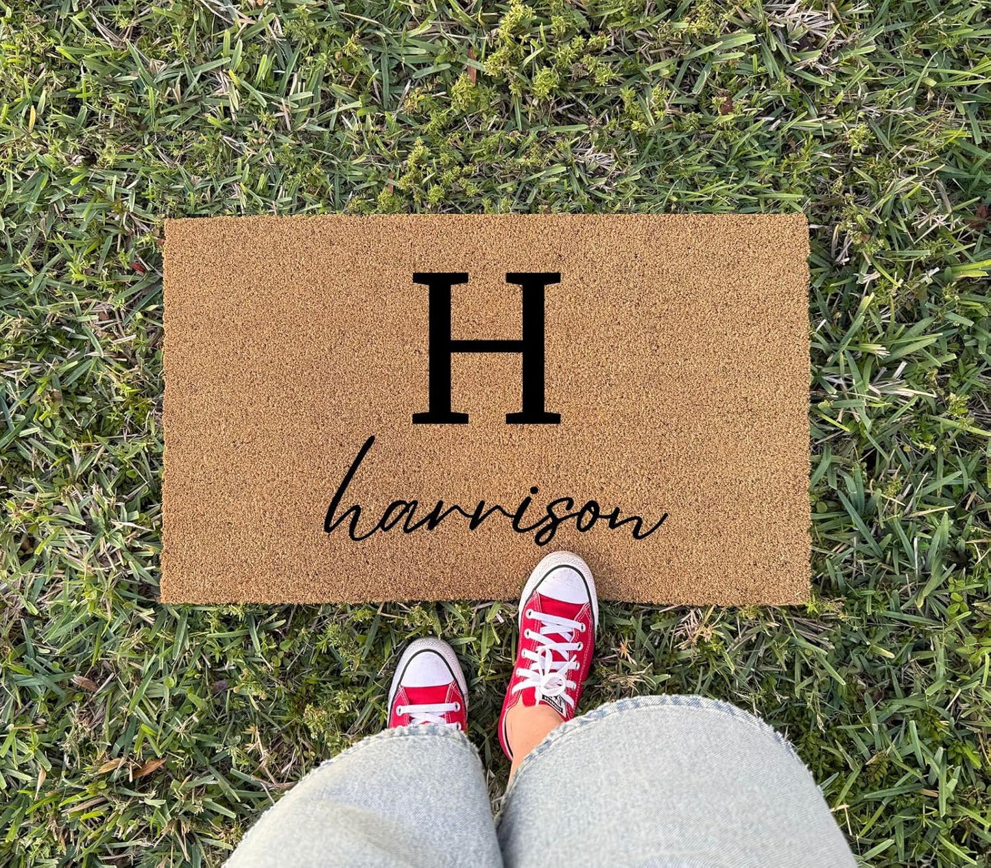 clicked craft Personalized Door Mat with Monogram - Custom Doormat with Anti-Slip Backing - 3 Size Options - Family Doormat Custom Door Mats for Front Door Front Door Mat for Outdoor Decor