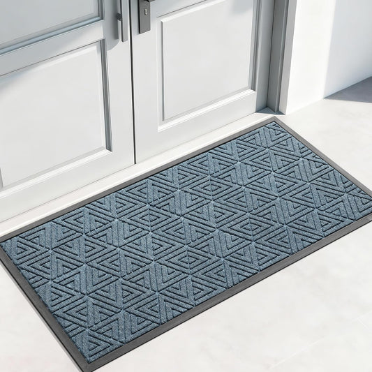 Yimobra Large Door Mat 47x24, All-Weather Waterproof Non-Slip Welcome Matt Outdoor, Heavy Duty Non Slip Doormat for Entryway for Patio and Garage Indoor, Easy Clean, Mix Blue