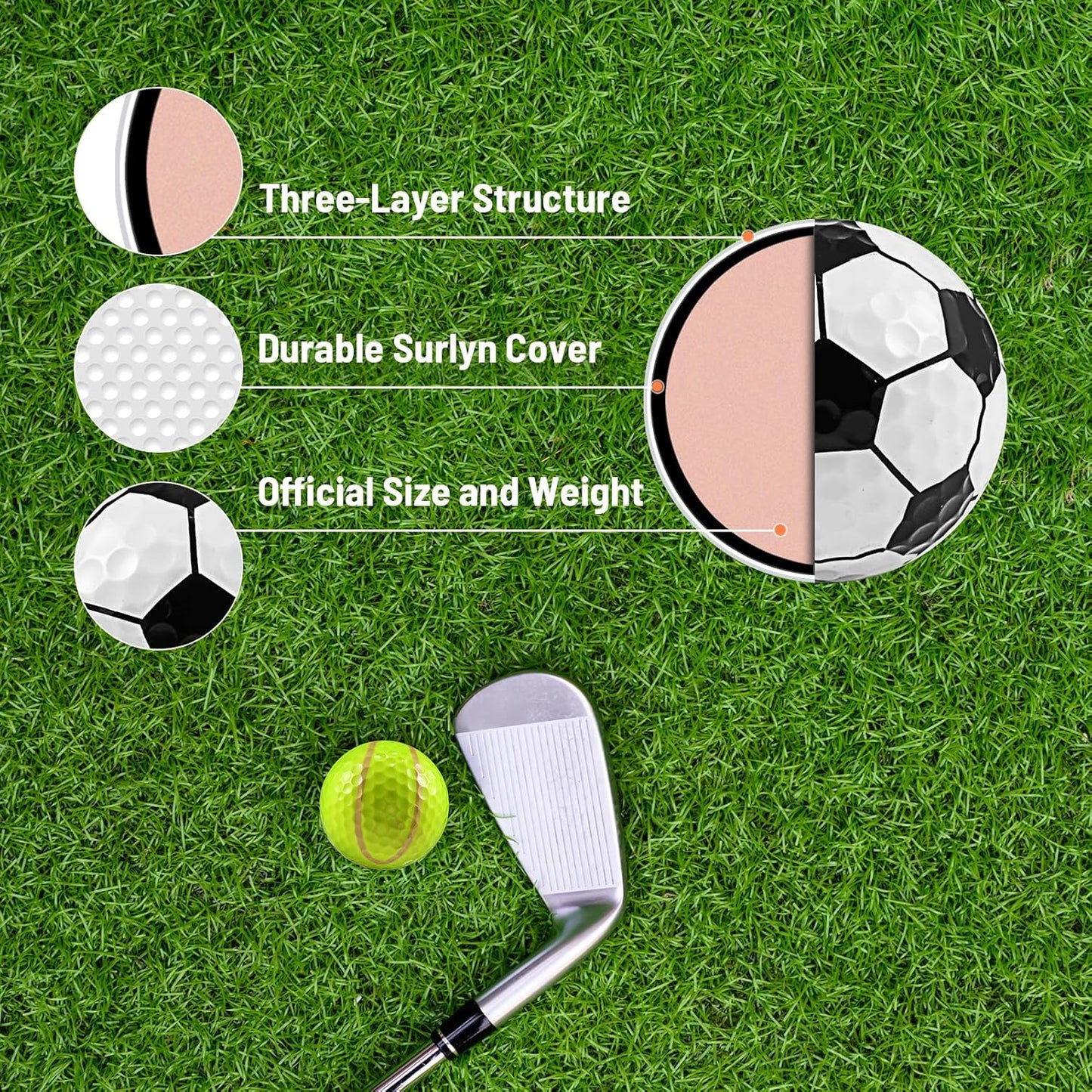 S Sheffla Novelty Funny Cute Golf Balls, Best Gift for Kids,Children and Golfer for Playing,Practicing Golf Balls