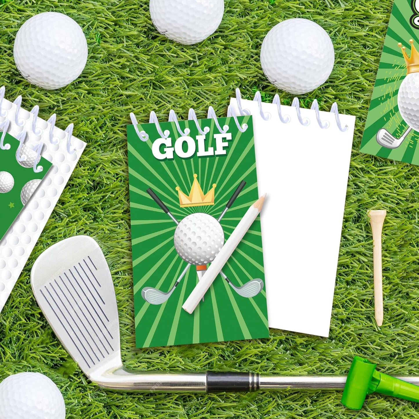 24 Pcs Mini Golf Themed Notepads Sports Ball Party Favors Sports Ball Spiral Pocket Notepads Goodie Bag Stuffers Notepads Spiral Mini Notebooks for Teens Teacher Classroom Reward