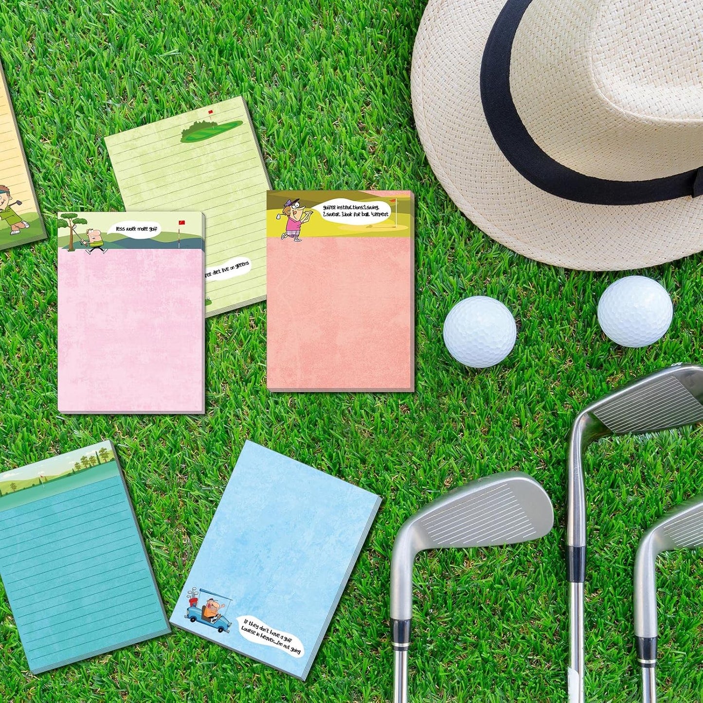 Eaasty 8 Pack Funny Memo Notepads Funny Golf Gifts Golf Notebook Sticky Note to Do List for Office Supplies, 8 Styles(Classic Style)
