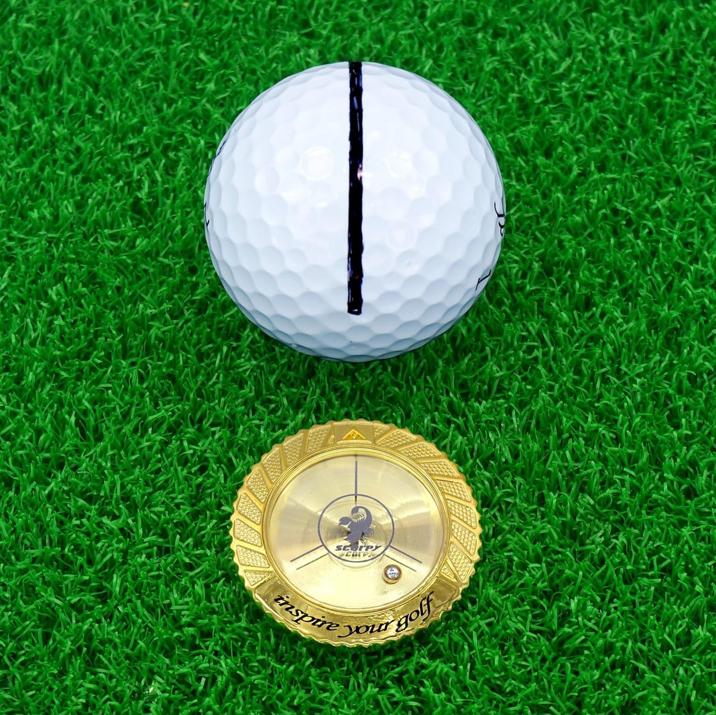scorpy Golf Level Ball Marker with Metal Bead and Hat Clip, High Precision Putting Green Reading Aid Golf Accessories, Precision Alignment Tool for Perfect Putts