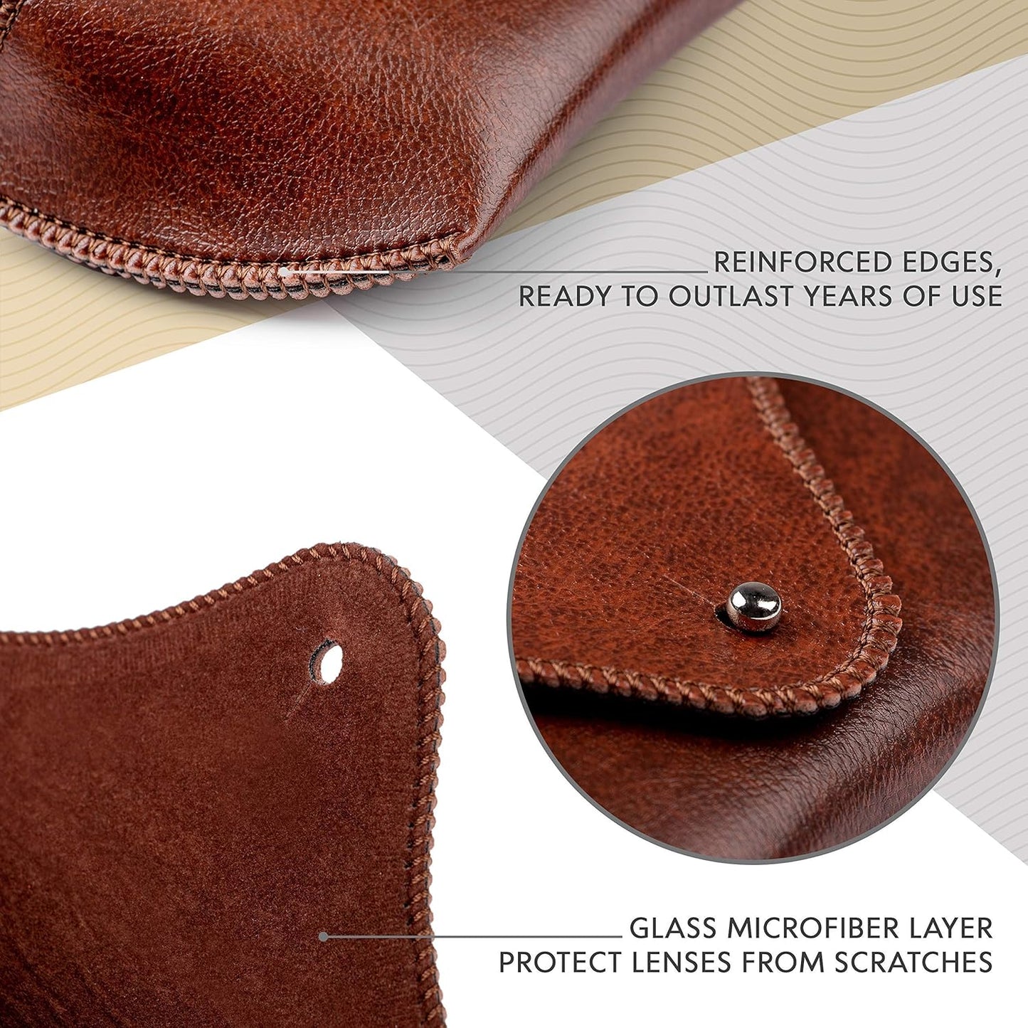 Leather Sunglass Case, Brown, Medium, Glasses Case, Big Sunglasses Cases For Men Women, Anti-scratch, Anti-press, Classic, Unisex