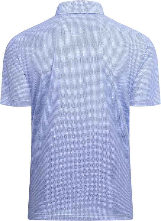 Alex Vando Mens Golf Shirt Moisture Wicking Classic Print Golf Shirts for Men