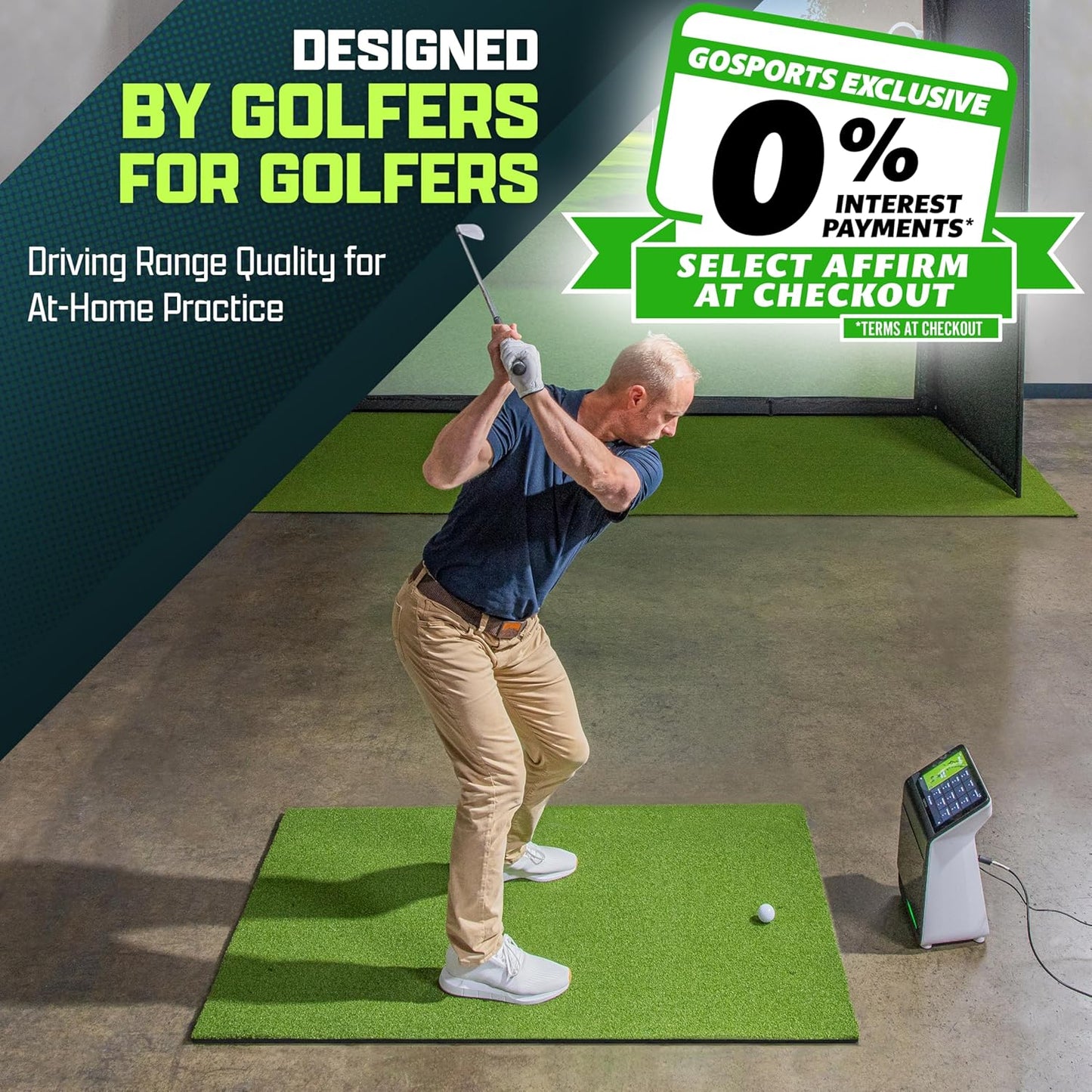 GoSports Elite Golf Hitting Mats for Indoor/Outdoor Practice – Choose Size – Turf Driving Range Mats for Golf Simulators and Practice