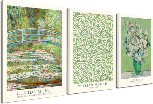 Induslyfe Framed Grass Wall Art Canvas Decor Set of 3, Matisse Wall Art Framed Prints Posters Mid Century Modern Art, Aesthetic Floral Botanical wall art for bedroom, living room, bathroom 12x16