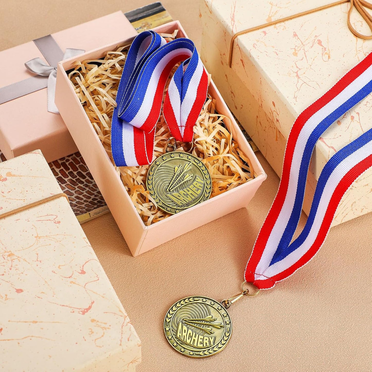 36 Pcs 2'' Gold Medals Bulk Volleyball Football Basketball Soccer Baseball Archery Dink Ball Cheer Track Bowling Awards Medals with Ribbons for Sports Participation Winner Gift